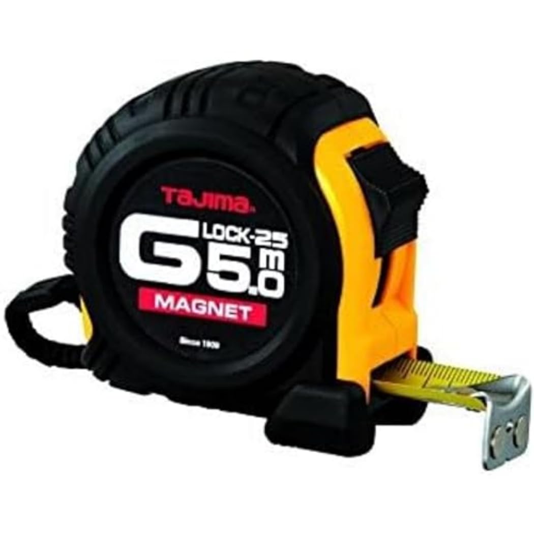 Tajima GM550MT Magnet-G Measuring Tape, Black/Yellow, 5 m x 25 mm