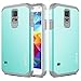 Galaxy S5 Mini Case, RANZ Grey with Aqua Blue Hard Impact Dual Layer Shockproof Bumper Case for Samsung Galaxy S5 Mini(SM-G800)