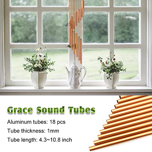 econoLED Wind Chimes, Large Wind Chimes, Amazing Garden Outdoor Handmade Chimes 36" with 18 Aluminum Alloy Musically Tubes & S Hooks for Garden, Patio, Porch or Backyard Xmas Decor - Thumbnail 2