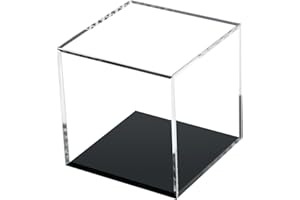 Kcgani Clear Acrylic Boxes for Collectibles Display, Removable Countertop Storage Box Cube Organizer Stand Riser, Dustproof Protection Showcase for Crystals Minerals Slab Fossil Coral, 3x3x3Inch