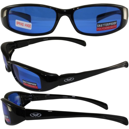 NEW ATTITUDES - Stylish Sunglasses - Blue Lenses, GLOSS Black Frame