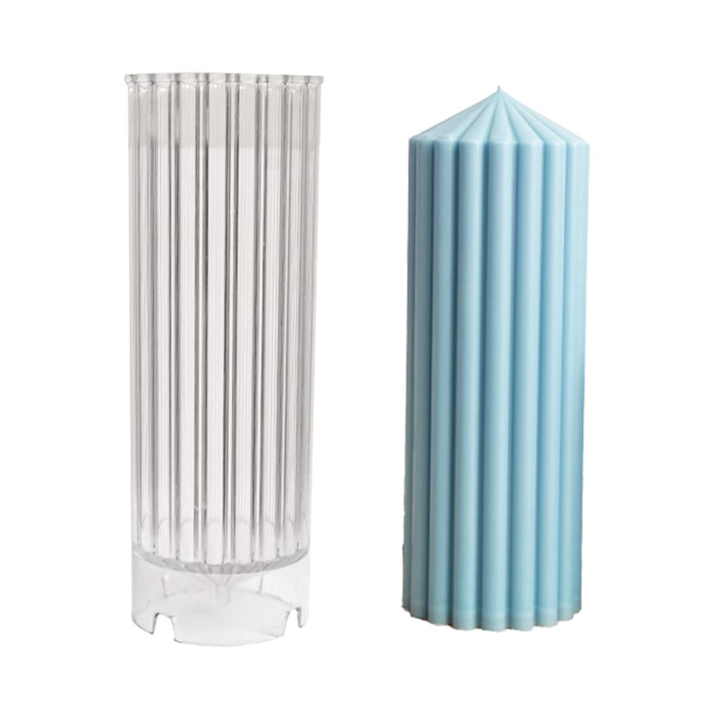 Kuashidai Moulds for Candle Making, Mould for Wax and Beeswax Molding, DIY Candle Making Supplies Stripe Mold Pillar Candle Moulds, 7*20cm