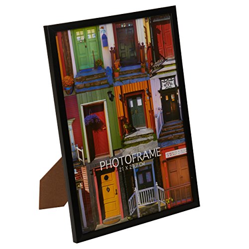 A4 Wood Look Picture Photo Frame Free Standing or Wall Mount (Black)