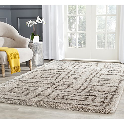 Safavieh Belize Shag Collection SGB487D Taupe and Grey Area Rug (5'1" x 7'6")