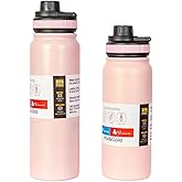Laliguras Stainless Steel Sports Water Bottle, 20oz/27oz Double Wall Vacuum Insulated Flask, Leakproof BPA-Free Thermos for Gym, Hiking, Cycling, Office, Hot & Cold Travel Bottle (Blush Rush)