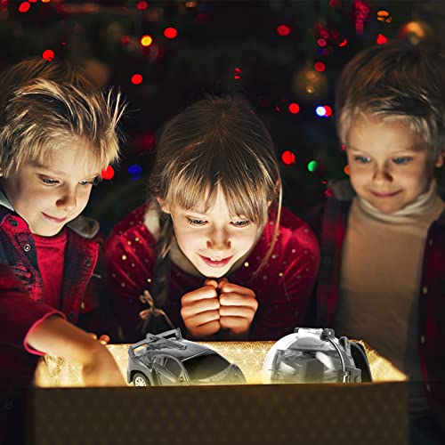 2PCS Mini Remote Control Car Toy, 2.4 GHz Watch Wrist Hand Controlled Racing Car with USB Charging, RC Toys for Boys and Girls (Grey + Blue)