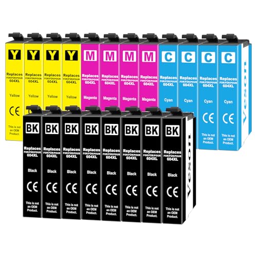 Veson Replacement for 604 XL (20 Pieces) Cartridges Compatible with Epson Expression Home XP-4205 XP-4200 XP-3205 XP-3200 XP-2200 XP-2205, Workforce WF-2910 WF-2930 WF-2935 WF-2950