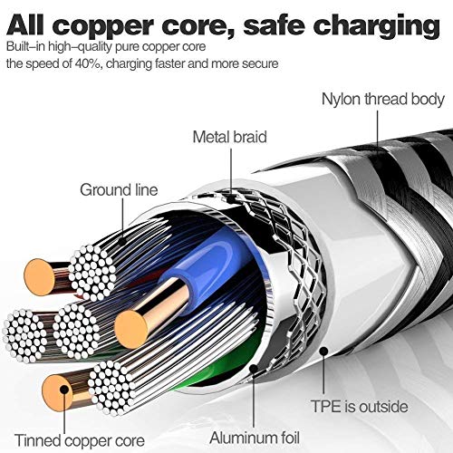 image for TNSO MFi Certified Phone Cable 5 Pack [3/3/6/6/10FT] Extra Long Nylon 