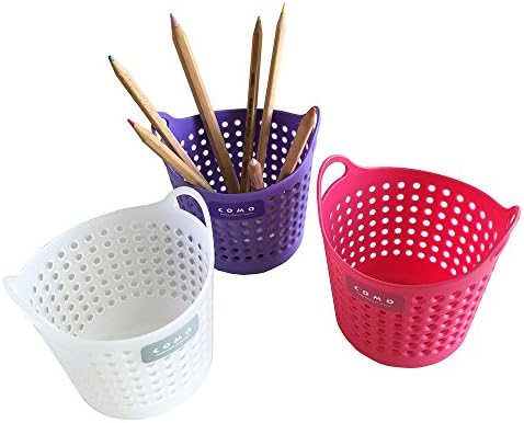 3 Pcs. Mini Basket Art Caddy Classroom Desktop Organizer Purple Pink White, Girl Desk Organizer