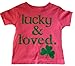 Custom Kingdom Little Girls Lucky and Loved Irish Shamrock T-shirt Pink