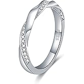 Nova&Aria Twisted Infinity Ring 925 Sterling Silver Cut 5A Cubic Zirconia Wedding Band promise Engagement Rings for Women Size 5-10