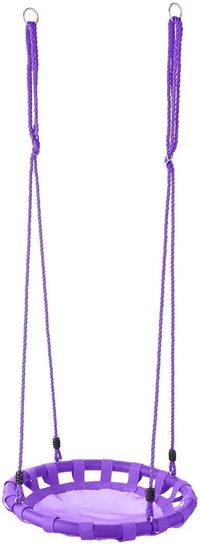 HearthSong24-Inch ColorBurst Round Tree Swing with Mesh Mat and Foam-Padded Metal Frame, Purple