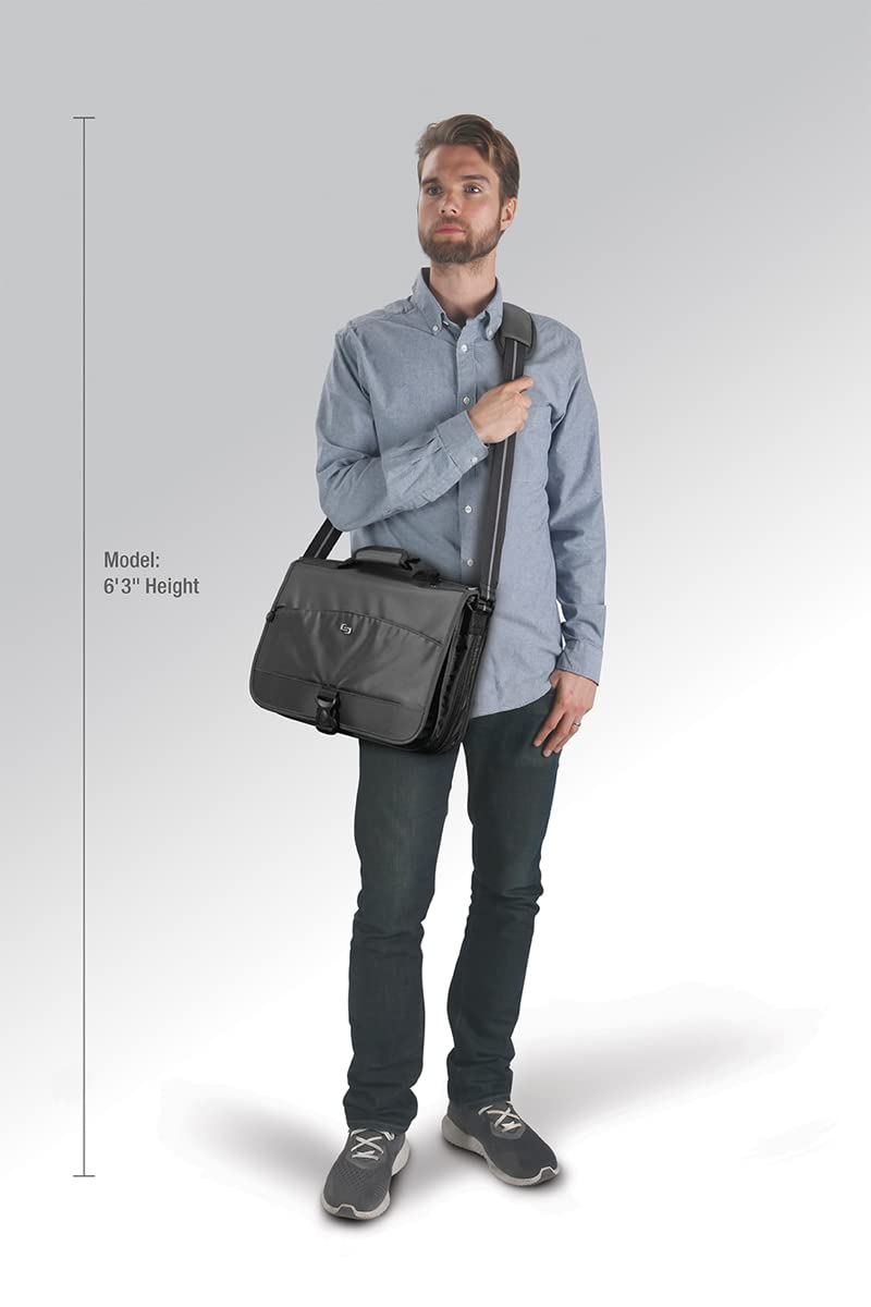 Solo New York Conquer 15.6-Inch Expandable Laptop Messenger, Black (NY10-4), One Size