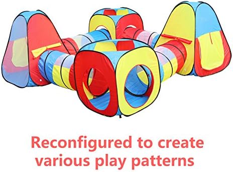 Newest Super Huge 8 in 1 Children Play Tent Toy House, Kids PlayHouse with 4 Crawl Tunnels and 4 Tents for Kids, The Largest Play Tent Set in The Market / Amazing Birthday; Christmas Gift for Children