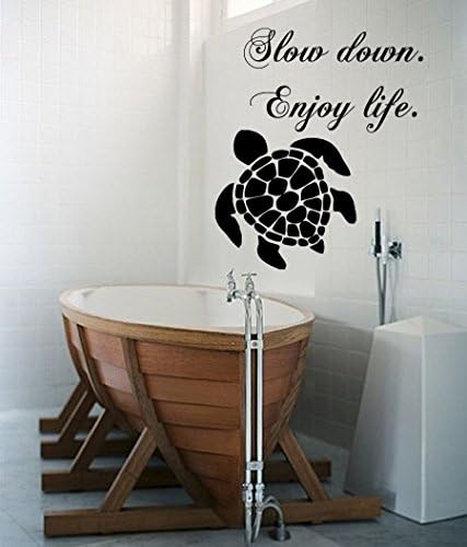 Wall Decals Vinyl Decal Sticker Quote Slow Down Enjoy Life Turtle Sea Ocean Animals Bathroom Living Room Home Interior Design Kg842