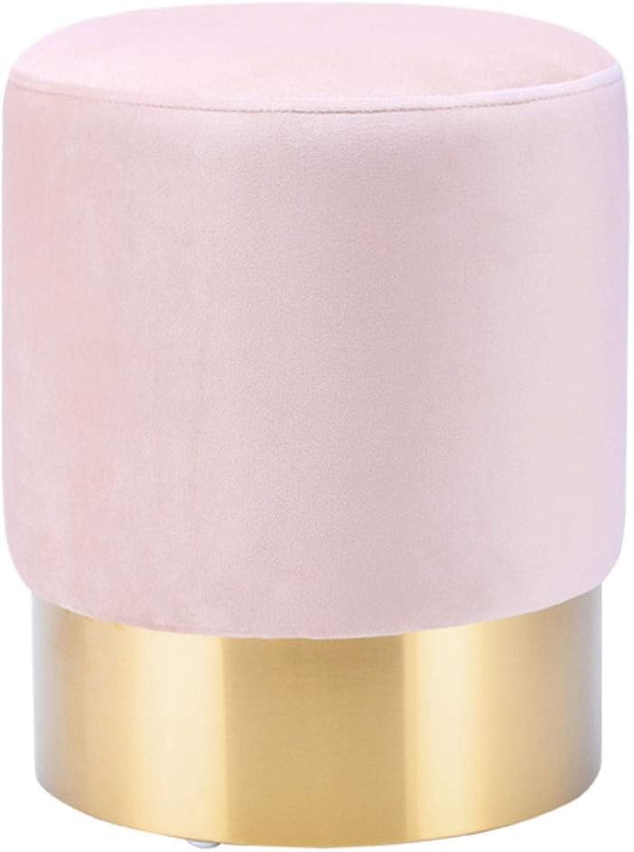 QQXX Pouffes and Footstools Shoe Bench Cylinder Stable Load Bearing Makeup Stool Stainless Steel Bottom Velvet Cloth Sponge Mats,9 Colors (Color : Pink#B, Size : 35x42cm)