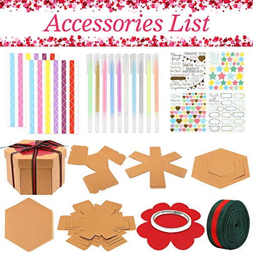 Koogel Explosion Box Set, Kraft Paper Album Gift Box Creative Album Surprise Album Sticker Box for Proposals Making Surprises Birthday Mothers Day Christmas