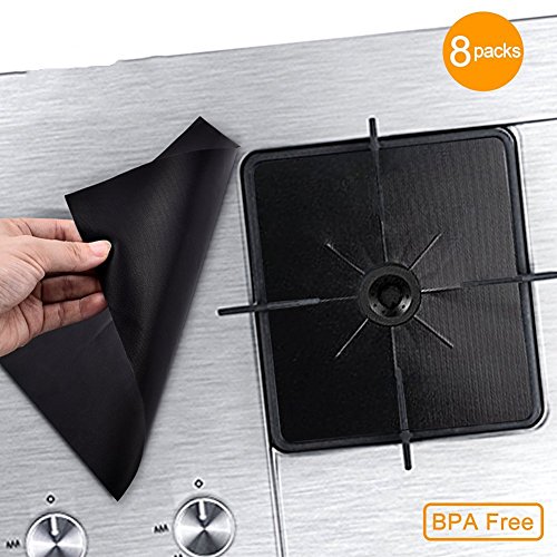 Gas Stove Burner Covers Liners Stove Top Covers for Gas Burners - 0.2 mm Gas Stove Range Pilot Protector Double Thickness, Reusable, Non-Stick, Easy to Clean Oven Liners 10.6” x 10.6”(8Pack) - Thumbnail 7