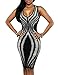 Ninimour Womens Sleeveless Stripe Print Slim Fit Package Hip Bodycon Dress , Black , Small