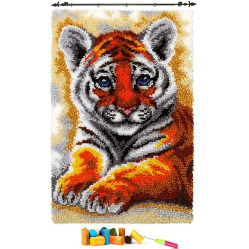 EMISTEM Latch Hook Kits for Adults, Punch Needle Kit for Door Mat, DIY Large Size Tapestry, Crafts Arts Rug for Home Decoration Festival Gift (23.6