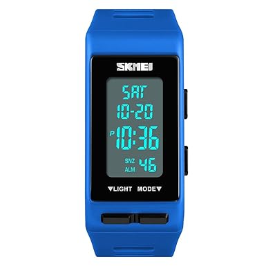 FeiWen Unisex Digital Uhren Outdoor Sport Multifunktional Rechteck Plastik Herren und Damen Armbanduhren mit Kautschuk Band L