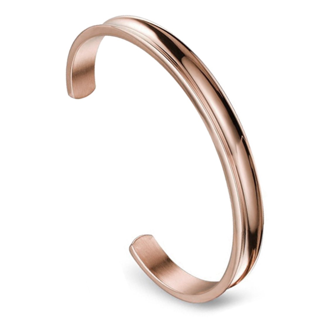 Zuo Bao Hair Tie Bracelet Stainless Steel Grooved Cuff Bangle for Women Girls (Rose Gold)