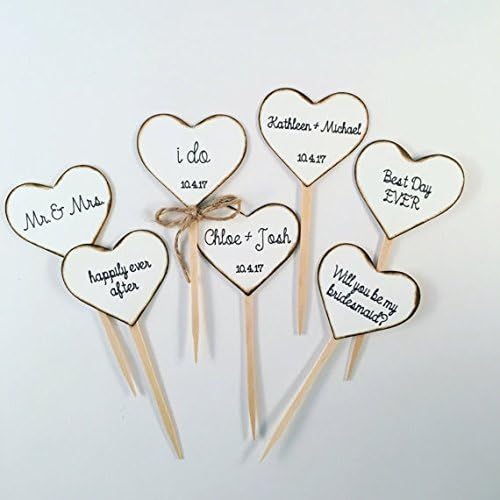 Wedding Cupcake Toppers, Rustic Hearts for Weddings and Bridal Showers 1 dozen