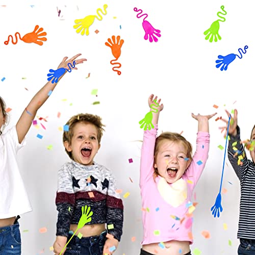 Shindel Sticky Hand Toys, 48PCS Stretchy Toys Bulk Sticky Fingers Toy Set Colorful Stretchy Sticky Geckos for Kids Halloween Trick or Treat Toys Birthday Party Favors