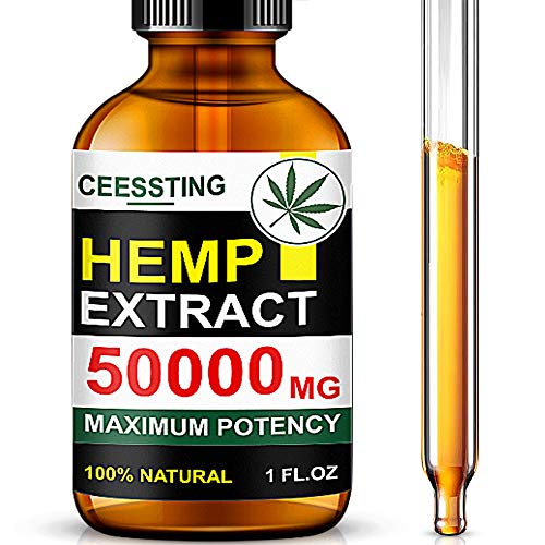 Envisha Hemp Oil for Pain & Stress Relief - 50000mg of Organic Hemp Seed Extract - Rich in Vitamin & Omega - 100% Natural Hemp Drops - Calm Sleep & Mood Support, Good for Skin, Hair & Nails (CS-0B)