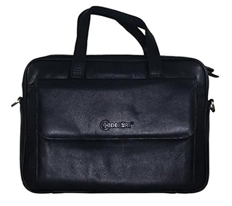 Hidecart 22 litres Leather Black 14 Laptop Briefcase | Laptop Briefcase Bags for Men