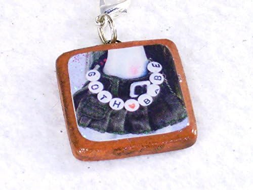 1.25" Artistic Photo Zipper Pull Goth Babe Fashion Selfie Ceramic Clay Purse Charm Necklace Clip On OOAK Monster High Doll Art Photography