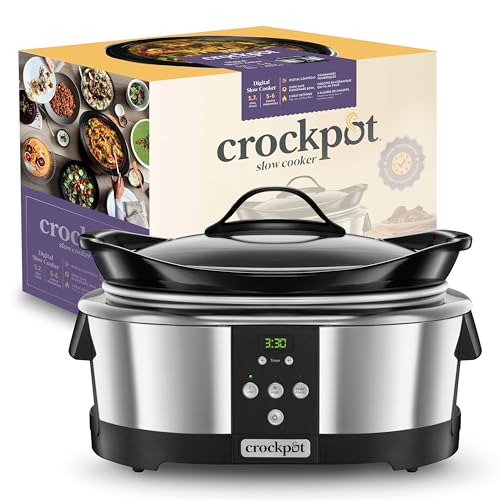 Crock-Pot Crockpot Mijoteuse Électrique Programmable | 5,7L (5-6 Personnes)| Avec Minuterie Numérique | Inox [Sccpbpp605]