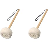 2 Pcs 14 Inch White Soft Wool Gong Mallet Felt Head Dia 80mm With Wooden Handle