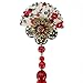 FANTAC CRAFTS Vintage Women Girl Hair Clip Bronze Tassel Bead Fan Kimono Hair Accessories Cosplay (Red)