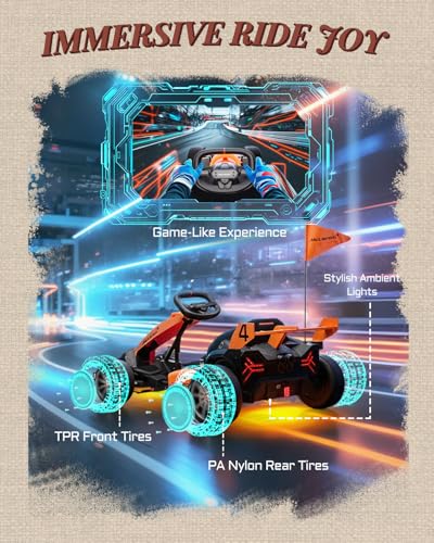 First Ride On 24V Electric Go Kart for Kids, Licensed Mclaren Drift Kart w/Adjustable Seat, 7.5 MPH Battery Powered Crazy Cart for Kids, Ride on Go Cart with Fast Two 200W Motors (24V)