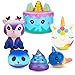 R HORSE Jumbo Cute Narwhal Cake, Unicorn Donut, Galaxy Panda, Deer, Dolphin, Excrement Set Kawaii Cream Scented Squishy Soft Decompression Squeeze Toys for Kids or Stress Relief Toy (6 Pack)