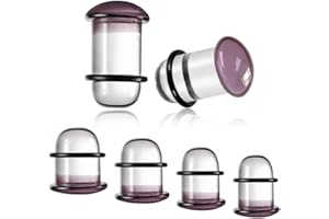 Casvort Unique 0.5mm Increments 14G-00g Comfy Pain-free Single Flare Glass Dead Stretching Plugs, Inbetween Sizes Body Pierci