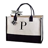 Mud Pie P-Initial Canvas Tote