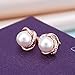 Womens Jewelry 18K Gold Plated Twist Simulated Pearl CZ Stud Earrings