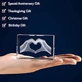ERWEI Crystal Gifts Engraved Two Hands Form a Heart Cube Glass Keepsake view 6
