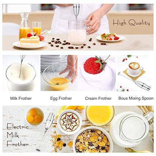 image for HCE Electric Milk Frother, Handheld Battery Operated Foam Maker, Mini 