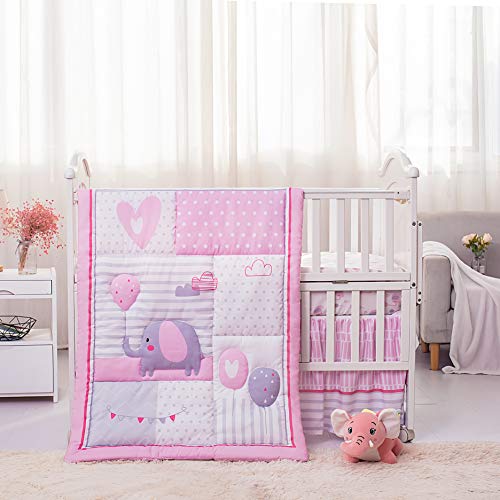 girl elephant crib bedding sets