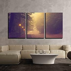 Illuminated Street in Dusk x3 Panels