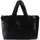 Women Tote Bag Fluffy Faux Fur Handbags Large Capacity Shopping Shoulder Bag Furry Clutch Handbag
