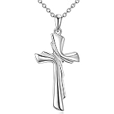 YFN Cross Necklace Sterling Silver Religious Cross Pendant Christian Jewelry Gifts for Women Men