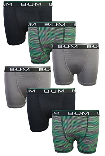 B.U.M. Equipment Boys\' Performance Active Compression Underwear Boxer Briefs (6 Pack), Black/Charcoal/Camo, Small/6-7' - Thumbnail 7