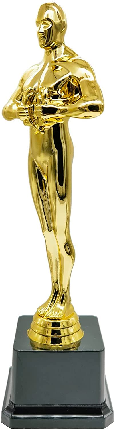 Deolven Plastic Gold Man Trophy Cup | Awards Trophies for Sports, Competitions & School Events | Champions Achievement Trophy for Match, Football, Rugby, Golf, Darts, Bowling & Quiz | 26cm