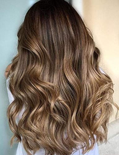 Moresoo Topper Replacement for Hair Loss/Thin Hair 16 Inch Straight Topper Piece Crown 5x5inch Balayage 3 Brown Ombre to 8 Brown Mixed with 22 Blonde Mono Top Base for Natural Parting Line with Clips