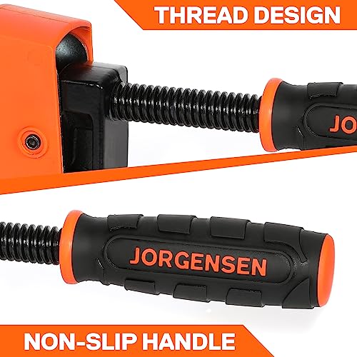 JORGENSEN Set of 2 Steel and Nylon Single Hand Clamps for Precise Fixing, Clamp Width 600 mm, Maximum Clamping Force 680 kg, Stretch Range up to 770 mm