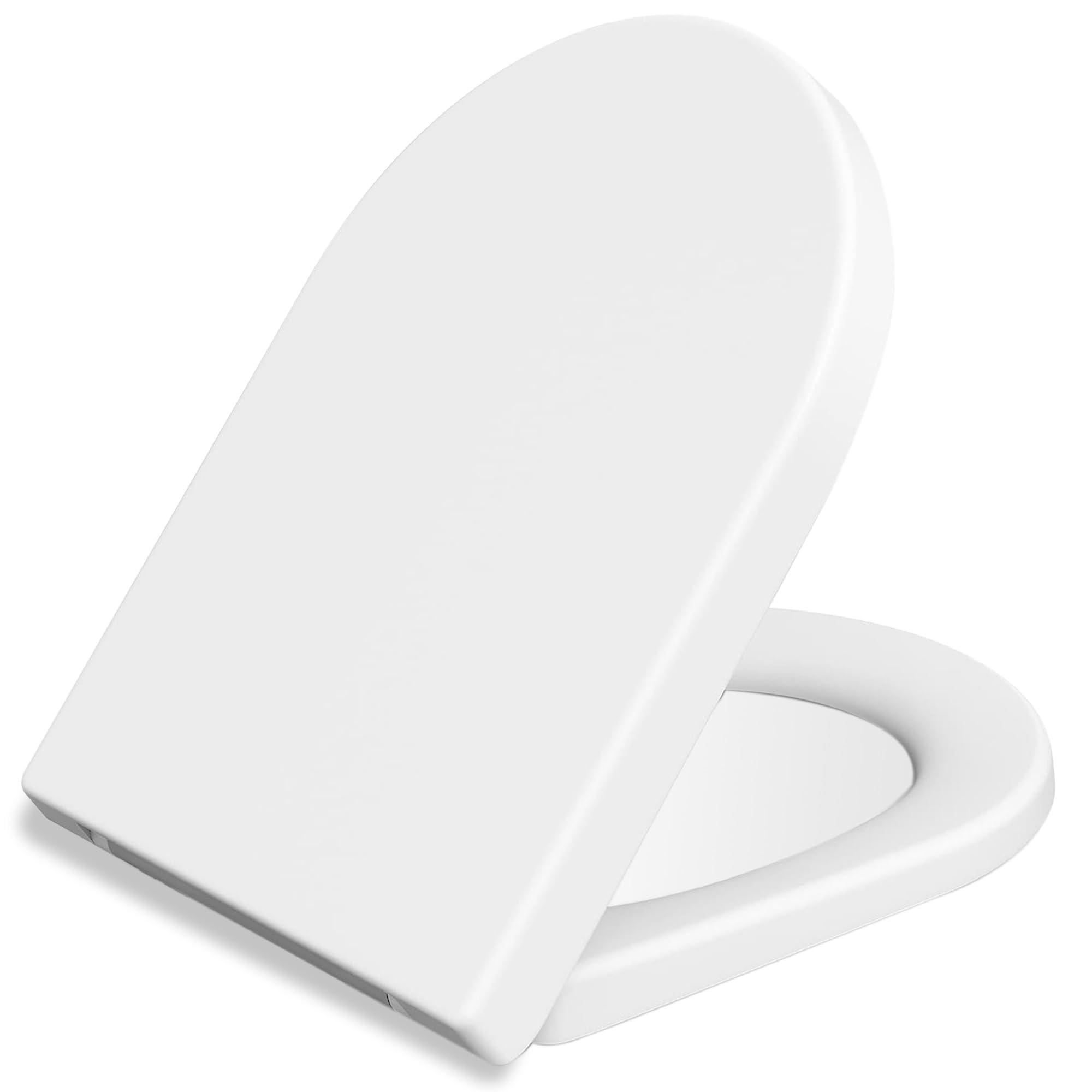 Mass Dynamic D-Shaped Toilet Seat - Soft Close Functionality with Dual-Button Quick Release for Effortless Cleaning - Adjustable Hinges with Top Fixings (White)